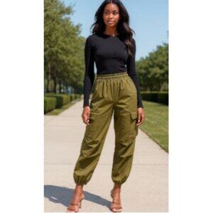 AQUA Size 2Xl Polyester Elastic Waist  Color Rich Olive Pants RN Plus